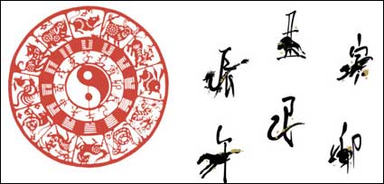 Zodiac of paper-cut vector material (3)