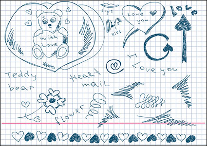 Lovely hand-painted love element vector material