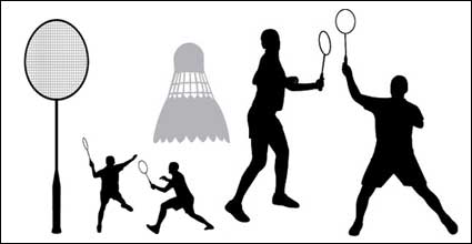 Badminton silhouettes vector material