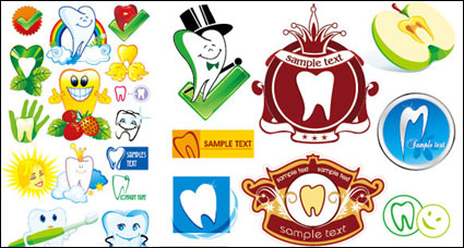 Protect teeth cartoon icon vector material