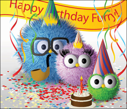 Cute fur ball family of vector material