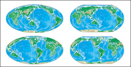 Various color version of Vector world map		