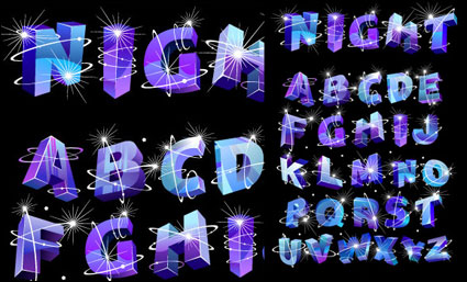 Three-dimensional vector alphabet flash