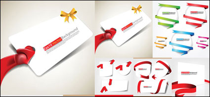 Ribbons and cards vector material