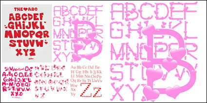 Heart-shaped letters vector material