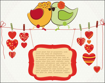 Hand-drawn illustrations love birds 04-- vector material