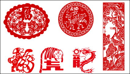 Paper-cut animals - pigs, crane, dog